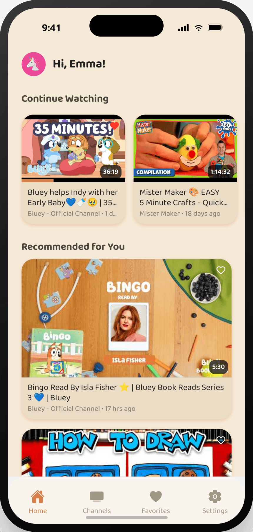 Pikolo Kids app home screen